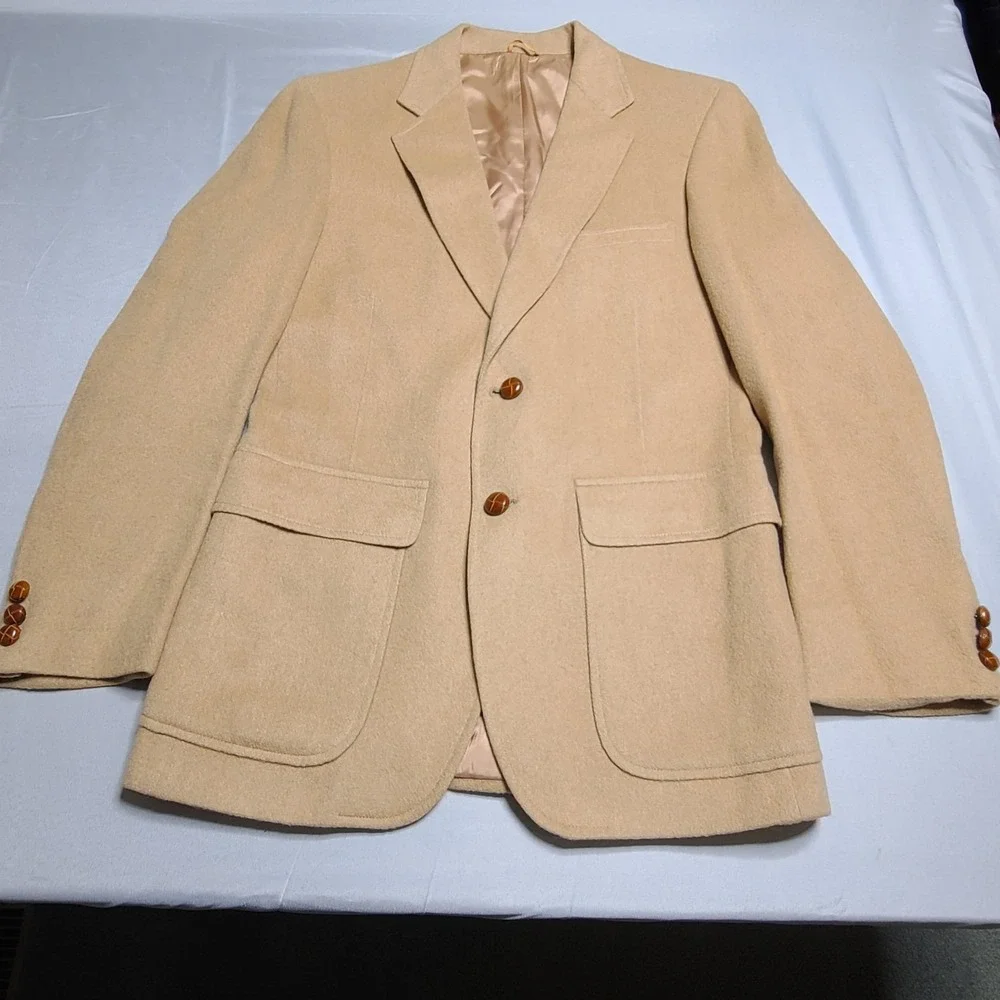 Kosins Mens Sport‎ Jacket Camel Hair Two Button Luxury Coat Inner Pockets Blazer